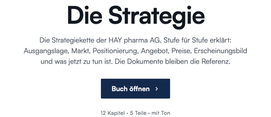 Startseite des vertonten Strategiebuchs